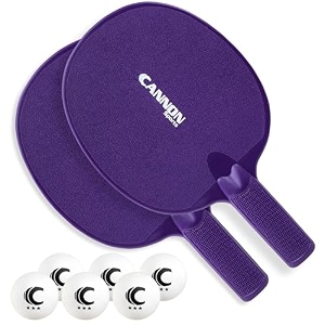 cannon sports table tennis paddle - unbreakable and weather resistant for indooroutdoor 2 purple paddles  6 balls