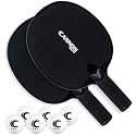 Cannon Sports Table Tennis Paddle - Unbreakable and Weather Resistant for Indoor/Outdoor (2 Black Paddles + 6 Balls)