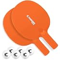 Cannon Sports Unbreakable Table Tennis Paddle Set (2 Orange Paddles + 6 White Balls)