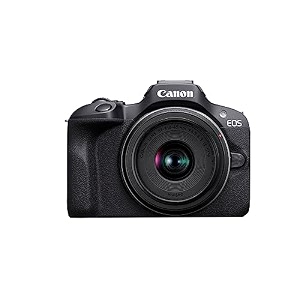 canon eos r100 241 mp mirrorless camera black with rf-s18-45mm f45-63 is stm optical zoom lens  4k video