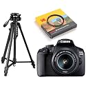 Canon EOS 1500D 24.1 Digital SLR Camera (Black) with EF S18-55 is II Lens, 16GB Card and Carry Case + Digitek DTR 550LW Lightweight Tripod + Kodak 58mm Filter