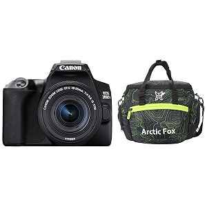 canon eos 200d ii 241mp digital slr camera  ef-s 18-55mm f4 is stm lens black  arctic fox sling shutter topography camera bag