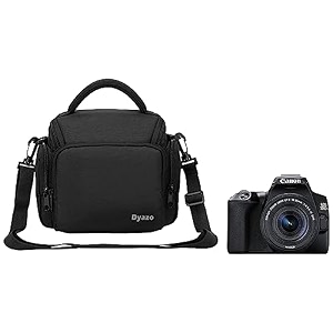 canon eos 200d ii 241mp digital slr camera  ef-s 18-55mm f4 is stm lens black amp dyazo water resistant camera bagcase shoulder strap space for photography lens and accessories