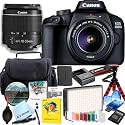 Canon EOS 4000D / Rebel T100 DSLR Camera w/EF-S 18-55mm F/3.5-5.6 Zoom Lens + 64GB Memory, LED Video Light, Filter, Tripod and More (Renewed)