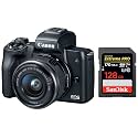 Canon EOS M50 24.1MP Mirrorless Camera (Black) with EF-M 15-45 is STM Lens + SanDisk 128GB Extreme Pro SDXC UHS-I Card - C10, U3, V30, 4K UHD, SD Card