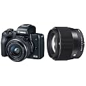 Canon EOS M50 24.1MP Mirrorless Camera (Black) with EF-M 15-45 is STM Lens + Sigma 56mm f/1.4 DC DN Contemporary Lens