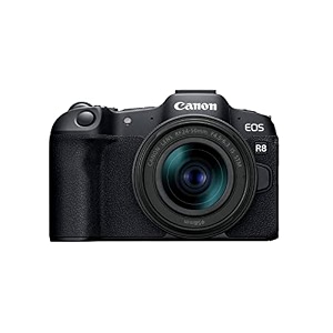 canon eos r8 full-frame mirrorless camera wrf24-50mm f45-63 is stm lens 242 mp 4k video digic x image processor subject detection amp tracking compact smartphone connection content creator