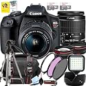 Canon EOS Rebel T7 DSLR Camera with 18-55mm f/3.5-5.6 Lens| 24.1MP APS-C CMOS Sensor | Full HD 1080/30 | DIGIC 4+ with, 128GB Memory, LED Video Light, Filter, Tripod and More (Renewed)