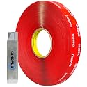CANOPUS Double Sided Mounting Tape, Strong &amp; Heavy Duty, Permanent Clear 4910, for Indoor Outdoor Fixing, DIY Crafts, LED Lights, Car Glass, Home &amp; Office Walls Decoration, 0.75in x 15ft, Made in USA