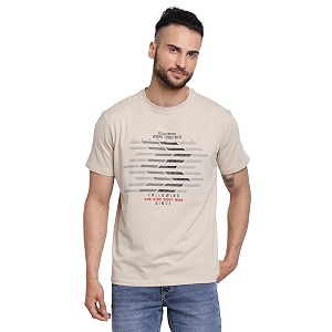 Cantabil Mens Cotton Blend Printed Round Neck