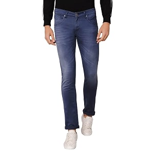 Cantabil Beige Solid Jeans Flat Front Mid