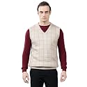 Cantabil Checkered V-Neck Sleeveless Regular Fit Mens