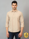 CANTABIL Men Checkered Casual Beige Shirt