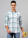 CANTABIL Men Checkered Casual Grey Shirt