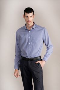 CANTABIL Men Self Design Formal Light Blue