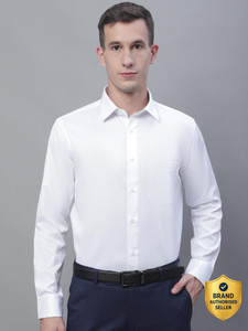 CANTABIL Men Self Design Formal White Shirt
