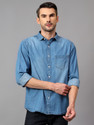 CANTABIL Men Solid Casual Blue Shirt