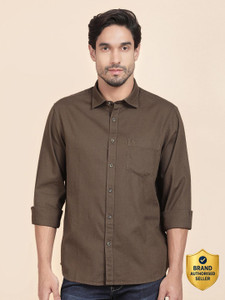 CANTABIL Men Solid Casual Brown Shirt