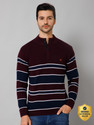 CANTABIL Men Striped Collared Neck Maroon Sweater
