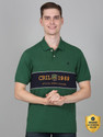 CANTABIL Printed Men Polo Neck Green T-Shirt