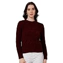 Cantabil Self Design Maroon Round Neck Full