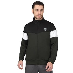Cantabil Solid Green Full Sleeves Mock Neck