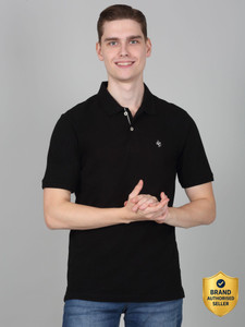 CANTABIL Solid Men Polo Neck Black T-Shirt
