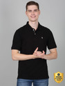 CANTABIL Solid Men Polo Neck Black T-Shirt