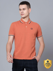 CANTABIL Solid Men Polo Neck Brown T-Shirt