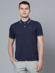 CANTABIL Solid Men Polo Neck Dark Blue