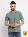 CANTABIL Solid Men Polo Neck Green T-Shirt