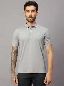 CANTABIL Solid Men Polo Neck Grey T-Shirt