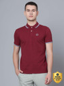 CANTABIL Solid Men Polo Neck Maroon T-Shirt