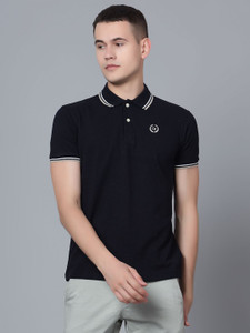 CANTABIL Solid Men Polo Neck Navy Blue