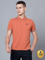 CANTABIL Solid Men Polo Neck Orange T-Shirt