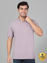 CANTABIL Solid Men Polo Neck Purple T-Shirt