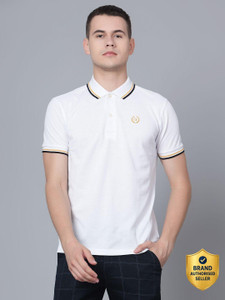 CANTABIL Solid Men Polo Neck White T-Shirt