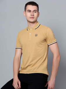 CANTABIL Solid Men Polo Neck Yellow T-Shirt