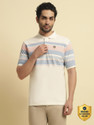 CANTABIL Striped Men Polo Neck White T-Shirt