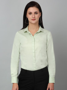 cantabil women solid formal light green shirt