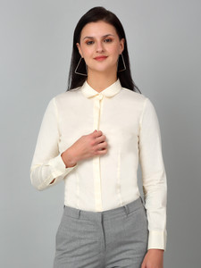 cantabil women solid formal white shirt