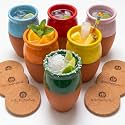 Cantaritos de Barro Mexicanos Auténticos Hechos a Mano - Jarritos de Barro Mexicanos con Posa Vasos de Regalo – Artesanía Mexicana – 6 pcs Handcrafted Mexican Mugs