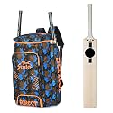 Canvas & Nylon Padded Foam Material Cricket KIT Bag with Shoes Compartment and 2 BAT Pocket + 1 Cricket Bat