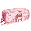 Canvas Large Capacity Transparent Cute Cartoon Print Pencil Case 3 Compartment Aesthetic Pencil Case for Girls Multifunctional Stationery Organizer for School (Pink Girl Flower)