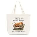 Canvas Tote Bag, Library Shoulder Bag For Reader Bookish Women Friend Bookworm