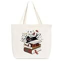 Canvas Tote Bag, Library Shoulder Bag For Reader Bookish Women Friend Bookworm