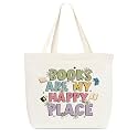 Canvas Tote Bag, Library Shoulder Bag For Reader Bookish Women Friend Bookworm