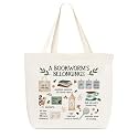 Canvas Tote Bag, Library Shoulder Bag For Reader Bookish Women Friend Bookworm