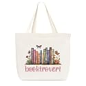 Canvas Tote Bag, Library Shoulder Bag For Reader Bookish Women Friend Bookworm