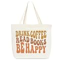 Canvas Tote Bag, Library Shoulder Bag For Reader Bookish Women Friend Bookworm